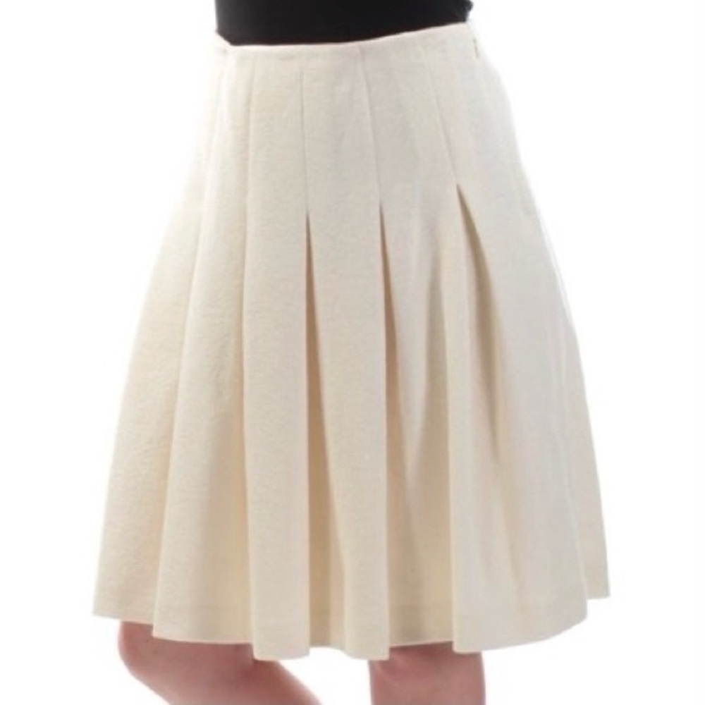 NWT TOMMY HILFIGER Ivory Cream Knee Length Pleated Textured Skirt Size 14